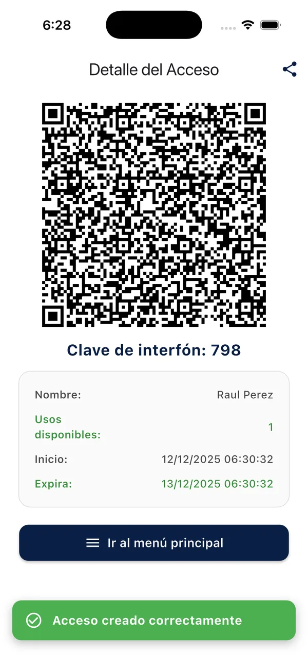 App Doorly: acceso creado con su QR