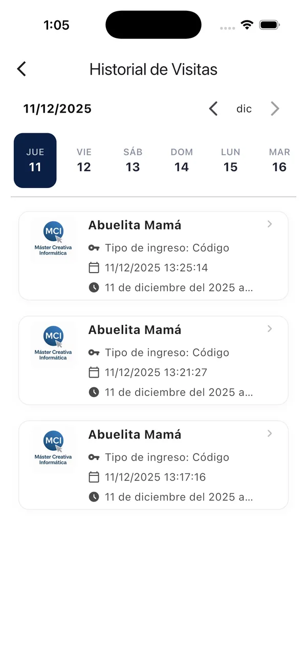 App Doorly: historial de visitas