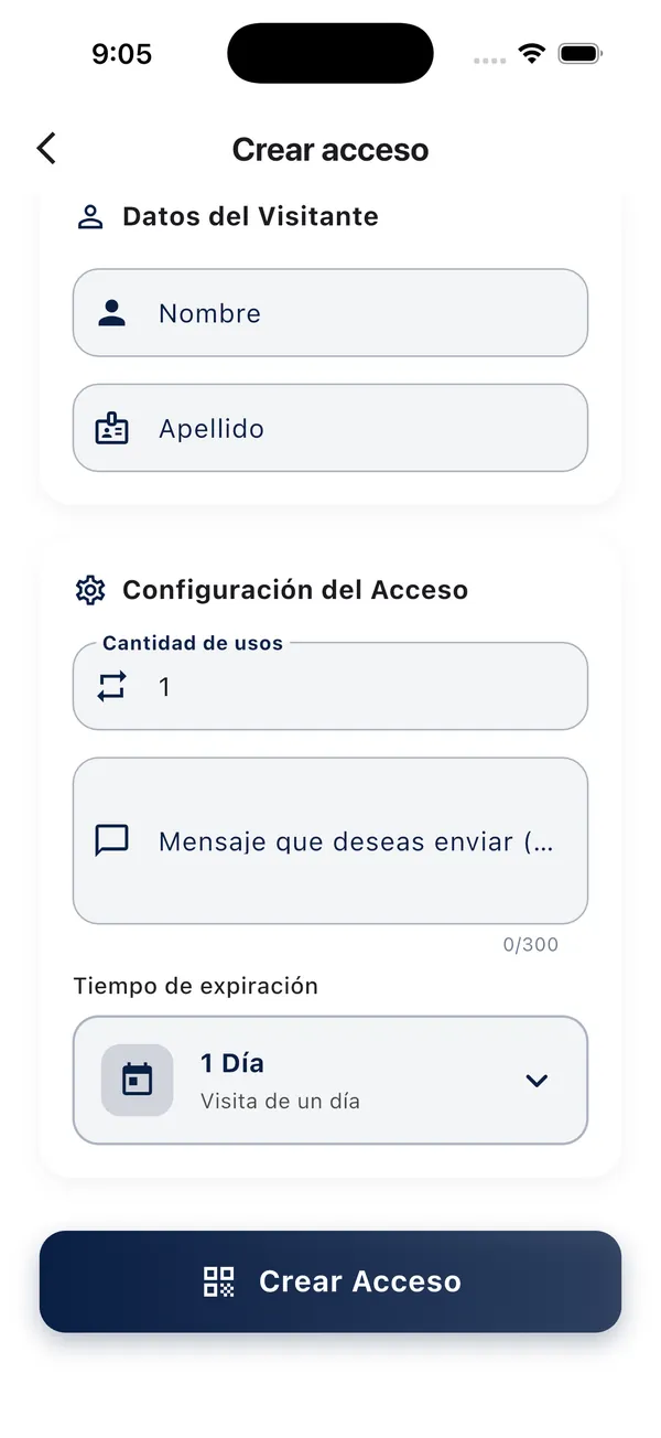 App Doorly: formulario de acceso clásico