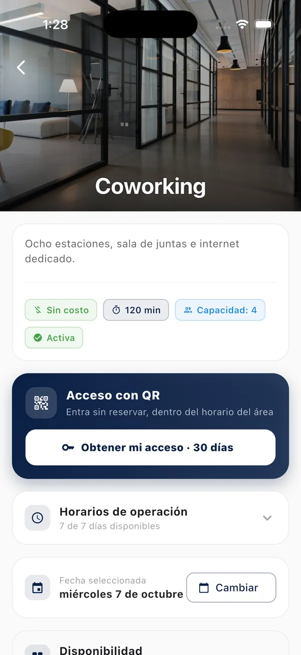 App Doorly: detalle de un área común