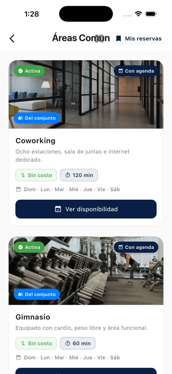 App Doorly: lista de áreas comunes