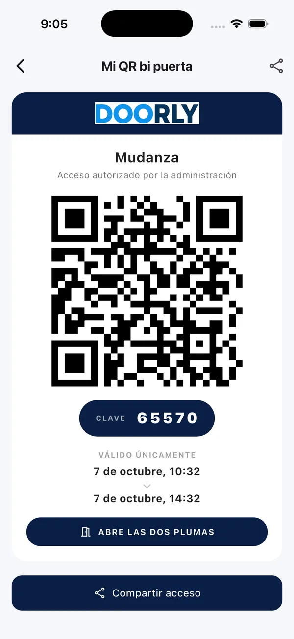 App Doorly: QR bi-puerta aprobado