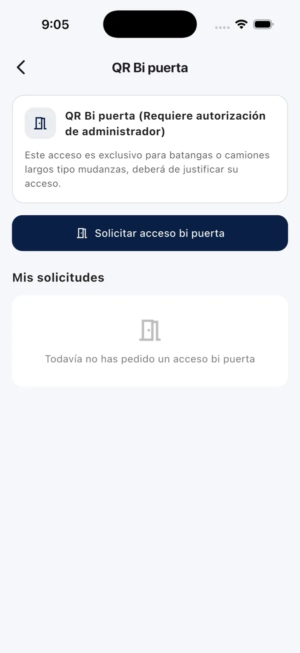 App Doorly: solicitar acceso bi-puerta