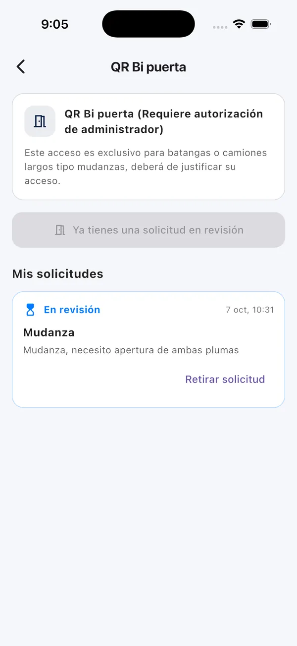 App Doorly: solicitud bi-puerta en revisión