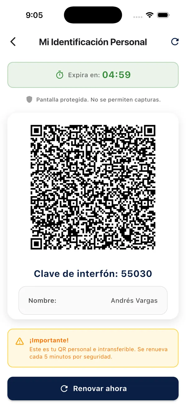 App Doorly: identificación personal con QR y clave de interfón