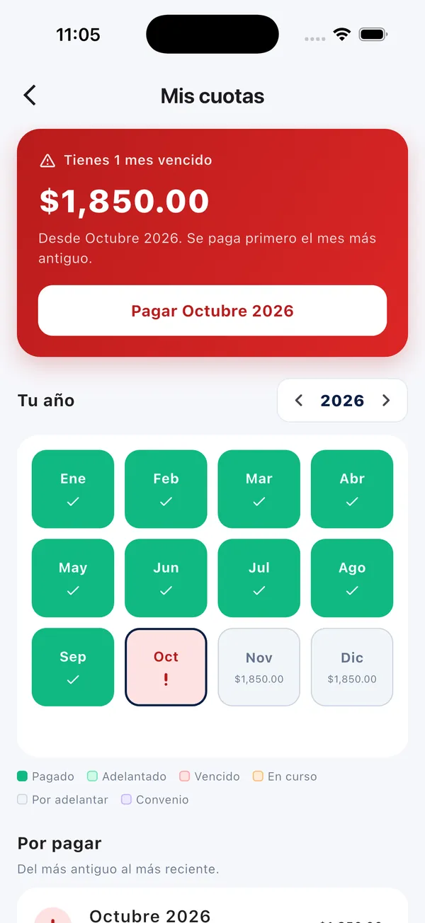 App Doorly: aviso de adeudo y calendario de cuotas (2)