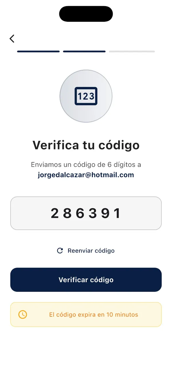 App Doorly: verificar el código de seguridad