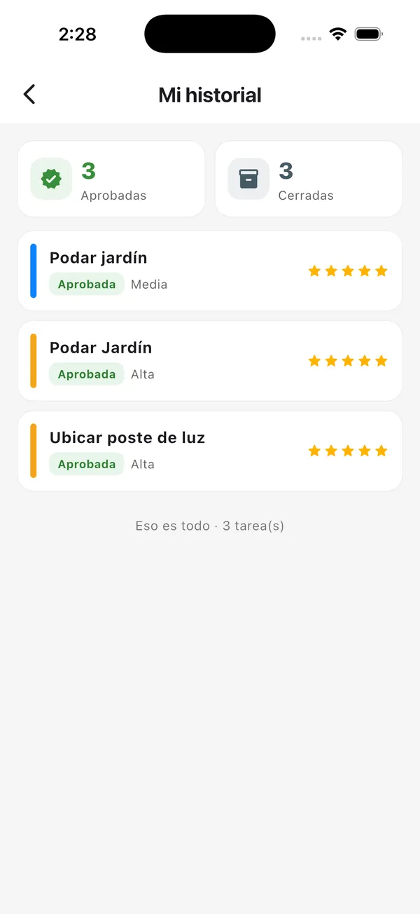 App Doorly para colaboradores: tarea aprobada e historial (2)