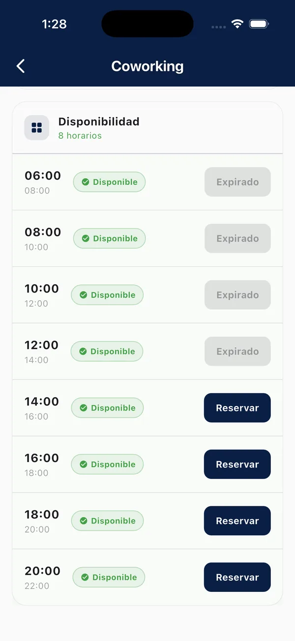 App Doorly: horarios disponibles para reservar