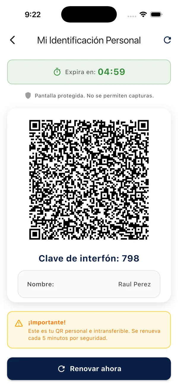 App Doorly: QR de identificación personal que se renueva cada cinco minutos