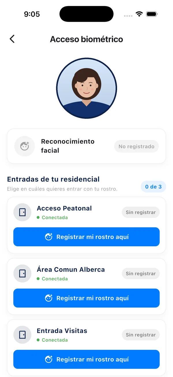 App Doorly: entradas del residencial para registrar el rostro