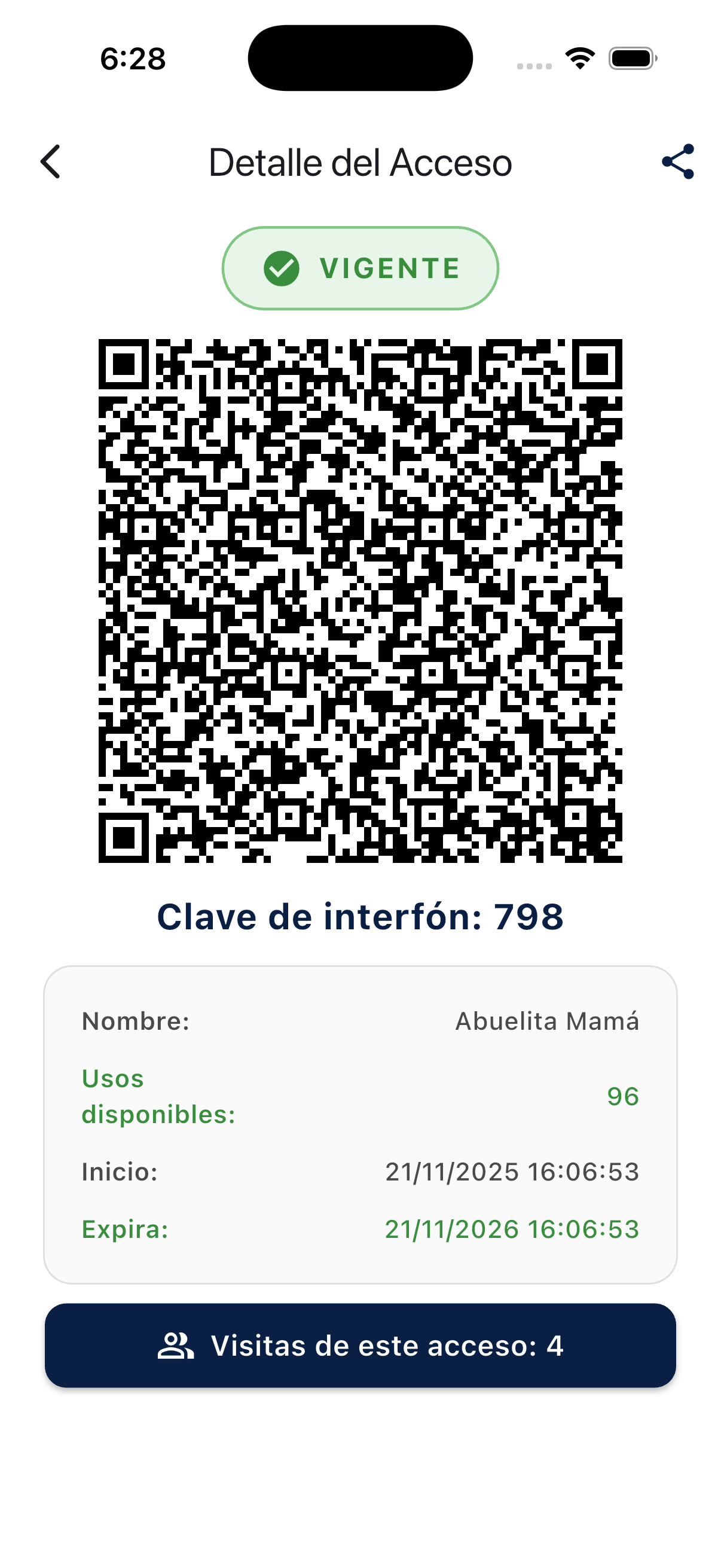 Paso 3: Detalle del acceso