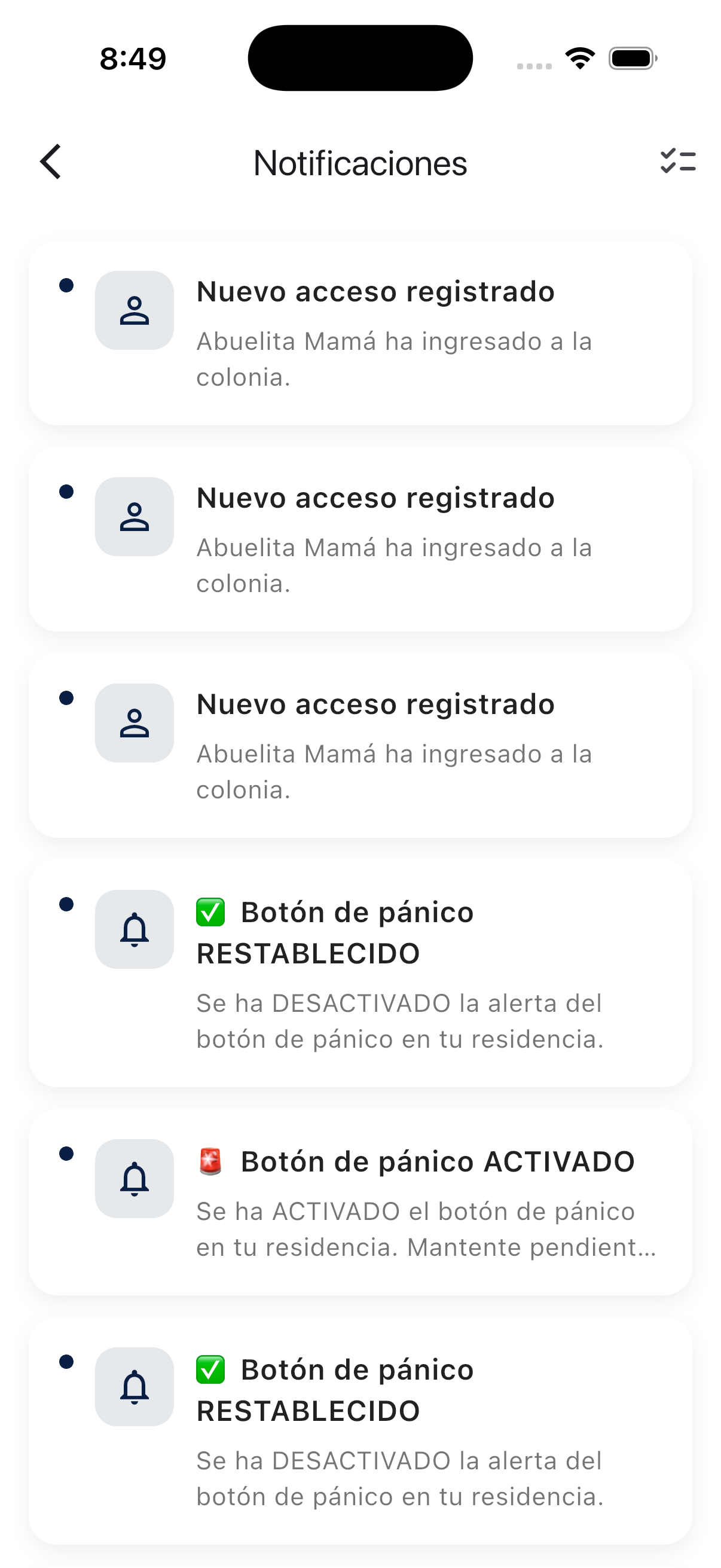 Notificaciones - centro